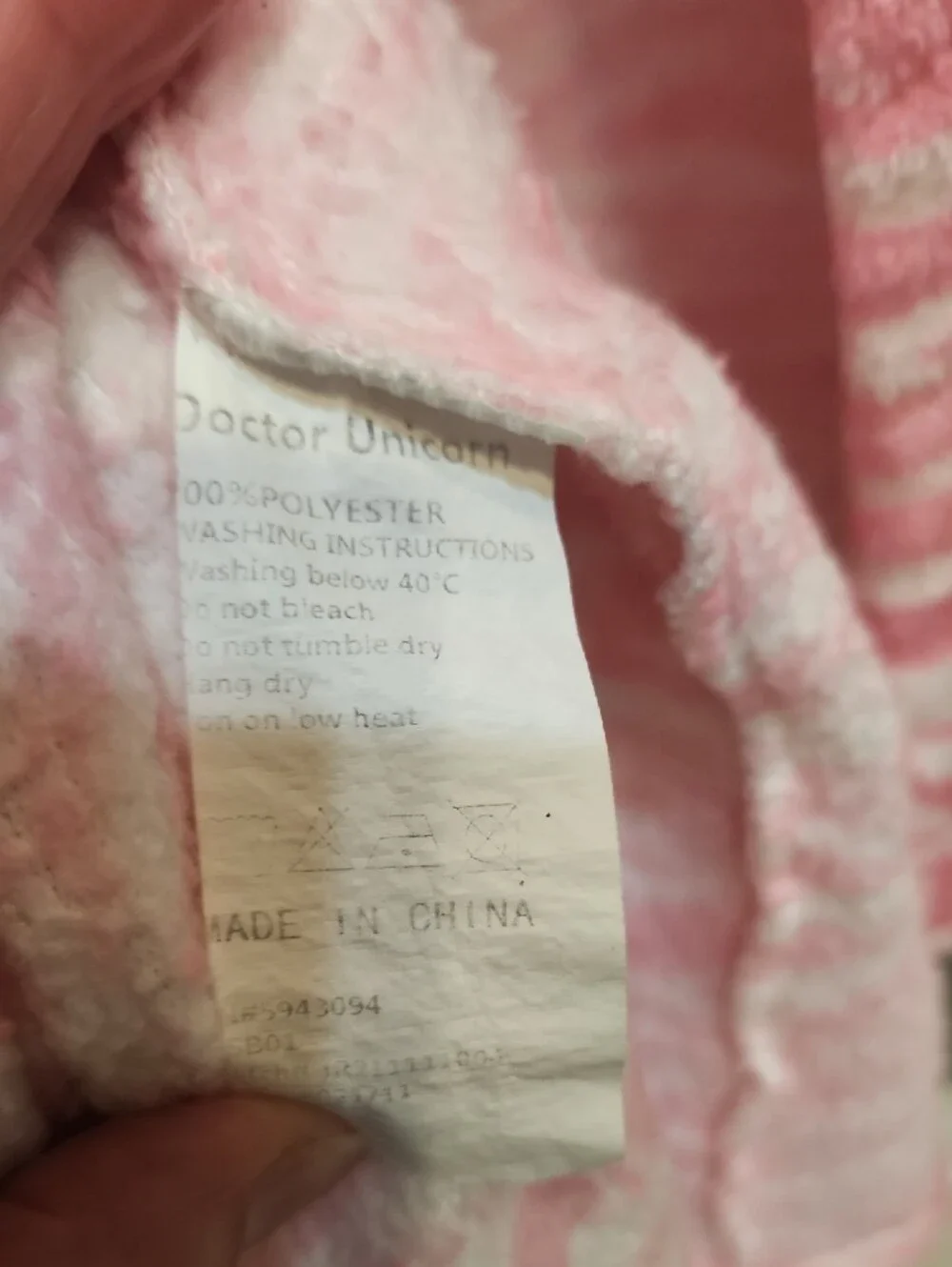 Dr Unicorn Kids Pink Hooded Plush Robe with Belt Size 7/8